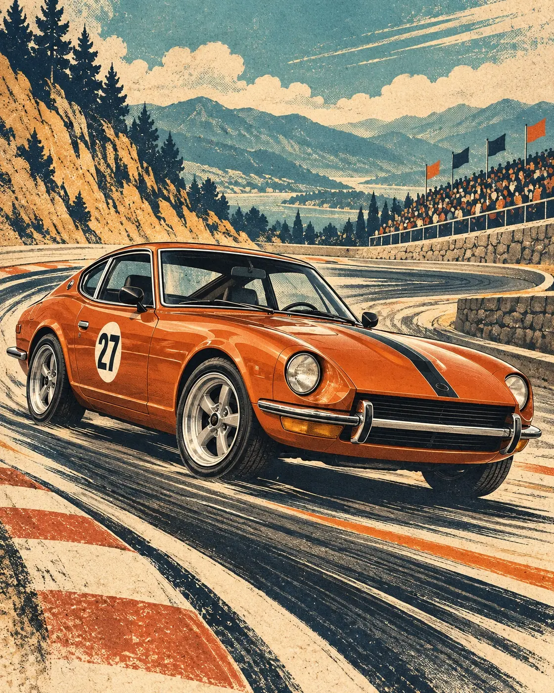 Retro raceposter · Voertuigen — Jouw kunstwerk